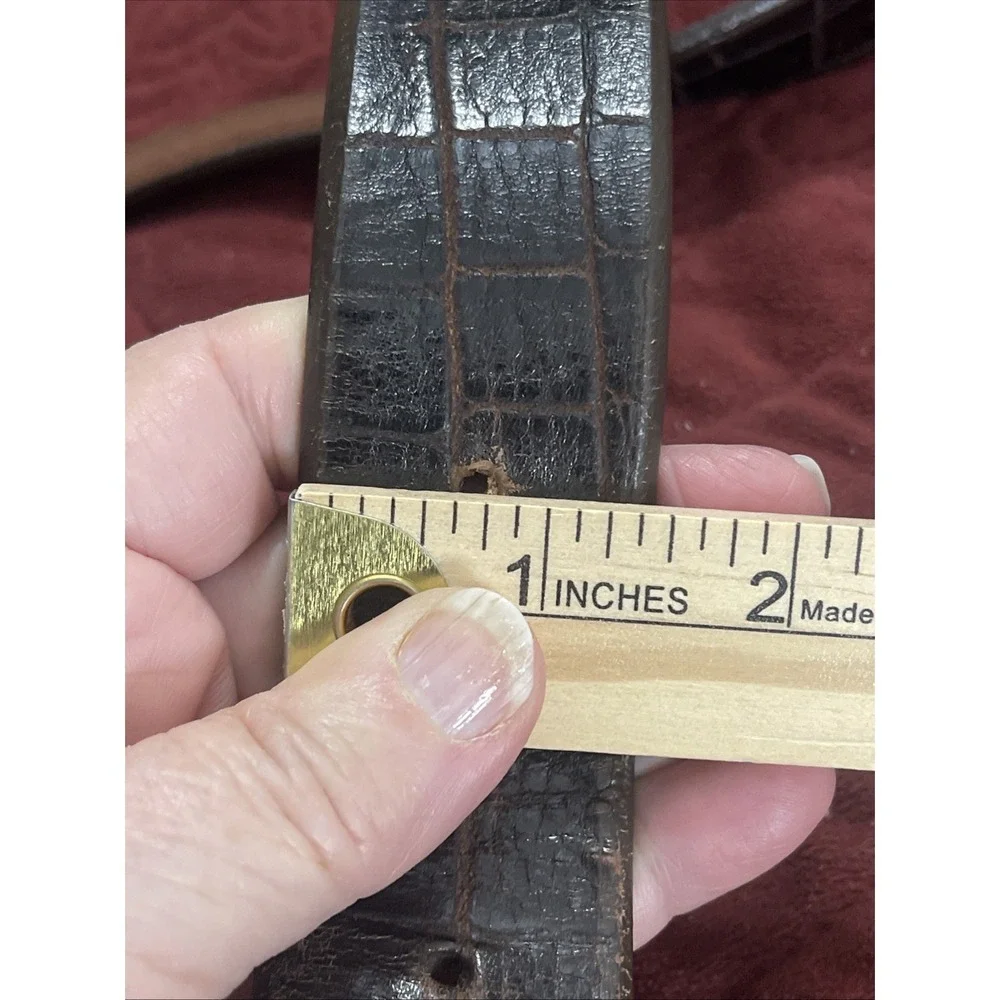 READ Men's Honest by Brighton Handcrafted Brown Animal Print Leather Belt Sz 42‎